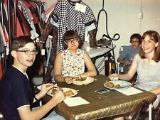 LD Photograph Polaroid Young Women Girls Boys Card Table Meal 1960-70's picture