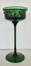 Vintage 60’s MCM Stelvia Wayne Husted Empoli Antiqua Green Glass Tall Compote VG picture