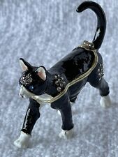 Ciel Collectable Black/White  Cat Trinket Box, Hand Set with Swarovski Crystals picture