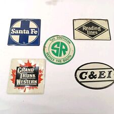 Vintage 1950's Post Cereal Railroad Train RR Tin Metal Emblems Signs Lot Of 5 picture