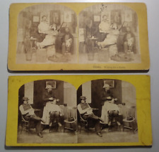 Barber Shop Waiting for a Shave Stereoview Photos picture