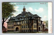 Waterloo IA-Iowa, East Waterloo High School, Antique, Vintage c1909 Postcard picture