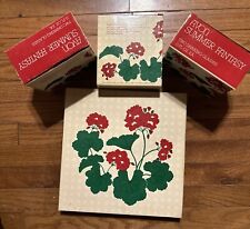 6 VINTAGE BEAUTIFUL AVON 83' SUMMER FANTASY RED GERANIUM DRINKING GLASSES & TRAY picture
