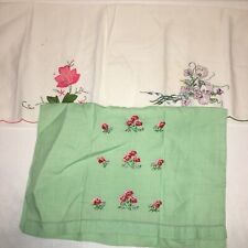 Lot of 3 Vintage Embroidered Dinner, Cocktail Napkins 13 x 20 picture