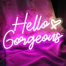 Dimmable Hello Gorgeous Pink LED Neon Light Sign For Man Cave Bar Wall Decor picture