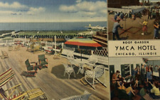 Roof Garden, YMCA Hotel, Chicago IL - Vintage Linen Postcard - c1942 - Wabash Av picture