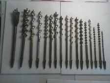 LOT OF 17 VINTAGE AUGER HAND BRACE WOOD DRILL BITS.EASTLAKE, MIDWAY,IRWIN,RUSSEL picture