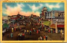 Wildwood New Jersey NJ View Along The Boardwalk By The Sea 1940s Postcard picture