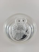 Vintage Lucite Owl Boho Ring Box Clear Round Jewelry Trinket Lidded Box picture