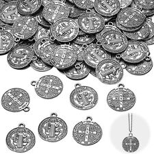 240Pcs St. Benedict Medals Pendant Silver Toned Charm Pendant for Jewelry Making picture
