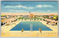 1938 SEASIDE HEIGHTS NEW JERSEY*NJ*SWIMMING POOL*BEACH*VINTAGE LINEN POSTCARD picture
