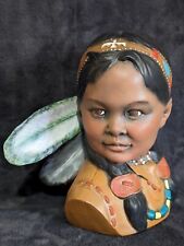 Vintage Provincial Mold Native American Indian Girl Bust Statue Woman picture