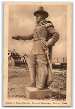 c1940 Statue Myles Standish Monument Sculpture Duxbury Massachusetts MA Postcard picture