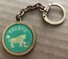 Vintage TAURUS Astrology / Zodiac Sign Ring Keychain HIT USA picture