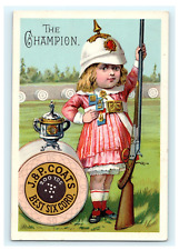 J & P Coats The Champion Girl with Rifle - Needle & Thread #'s on Back picture