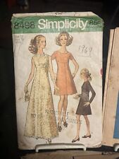 Vintage 1960s Simplicity 8498 Boho Dress Or Gown Sewing Pattern Sz 12 B 34 CUT picture