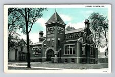 Canton IL-Illinois, Library, Vintage c1936 Postcard picture
