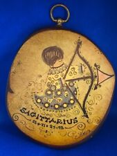 Vintage Sagittarius Zodiac Astrology Art Wall Hanging Wooden Plaque 1970s C Hays picture