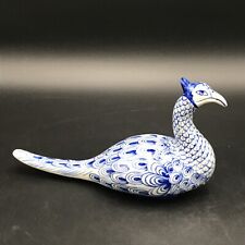 Ceramic Porcelain Pheasant / Peacock Figurines Blue And White 9” picture