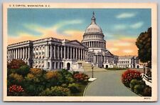 Us Capitol Wahington DC Goverment Building Linen 1938 Cancel WOB PM Postcard picture