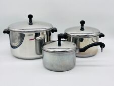 Lot of 6 Pieces Vintage FARBERWARE 4 & 8 Qt Stock Pot 2 Qt Sauce Pan with Lids picture