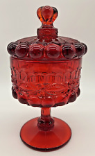 Vintage Mosser Glass Eye Winker Small Covered Compote Red Candy Dish with Lid picture