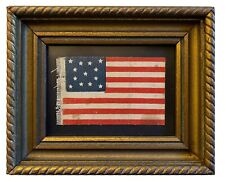 Circa 1876 ANTIQUE 13 Star Centennial American Parade Flag Folk Art Primitive picture