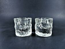 Beacon Hill Clear Glass Taper Candleholders Textured Ice-Like Short Pair 2X2 In picture
