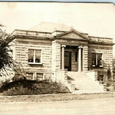1910s Rice Lake, WI RPPC Carnegie Library Real Photo Greek Architecture Vtg A6 picture