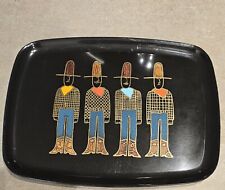 Couroc of Monterey vintage tray with inlaid metal and wood Cowboy Design picture