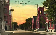 SOUTH COMMERCIAL STREET VIEW antique picture postcard NEENEH WISCONSIN WI c1910 picture