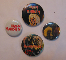 Iron Maiden Band Genuine Vintage lot of 4 Heavy Metal Promo Pin Pinback Buttons picture