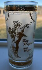Vintage Culver Roy Rogers & Trigger Drinking Collins Glass 22 Kt. Gold Etched picture