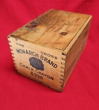 1900s ANTIQUE SCHOOL HOUSE SEALED BOX of WHITE CHALK/DUSTLESS CRAYON- DOVETAILED picture