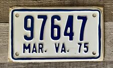 1975 Virginia Motorcycle License Plate Retro NOS Vehicle Car Collectable Garage picture