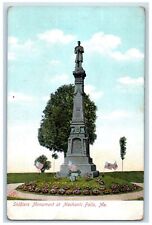 c1905's Soldier's Monument Statue Flags Trees Mechanic Falls Maine ME Postcard picture