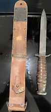 Vintage 1943 WW2 US M3 Blade Knife w/ US M6 Viner Bros. Leather Sheath (#433) picture