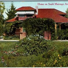 c1910s Pasadena CA Home South Marengo Ave House +Cawston Ostrich Farm Stamp A153 picture