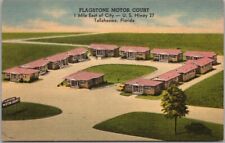 Tallahassee, Florida Postcard FLAGSTONE MOTOR COURT Highway 27 Roadside Linen picture