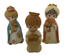 Vintage HOMCO Three Kings Wiseman Nativity Figurines Porcelain Kids Christmas picture