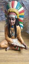 Native American Chief With Peace Pipe Chalkware Sculpture Vintage 9in” picture