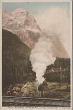 Postcard Railroad Train Entering Lower Spiral Tunnel Mt Stephen in Distance picture