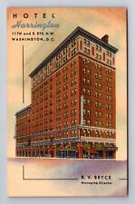 Washington DC-Hotel Harrington, Advertising, Vintage Souvenir Postcard picture