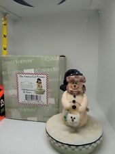 Miss heather's Plum Pudding Snowman With Purse candle jar topper picture
