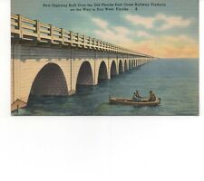 Overseas Highway Florida Bridges Fishermen c.1930s Vintage Postcard D21 picture