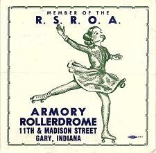 Vintage Roller Skating Rink Sticker WWII Label Gary IN Armory Rollerdrome s21 picture