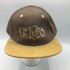 Vintage EMC Suede Brim Strapback Baseball Cap Hat Advertising A9 picture