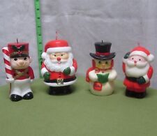 VTG CHRISTMAS CANDLES four 4 lot Santas & Snowman wax Soldier 1970s picture