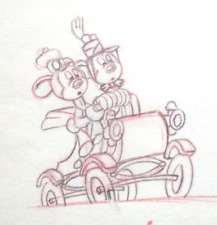 1941 MICKEY + MINNIE MOUSE car ORIGINAL  WALT DISNEY PRODUCTION cel DRAWING picture