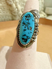 Navajo Sleeping Beauty Turquoise Nugget Oval Sterling Silver 925 Size 6 Ring picture